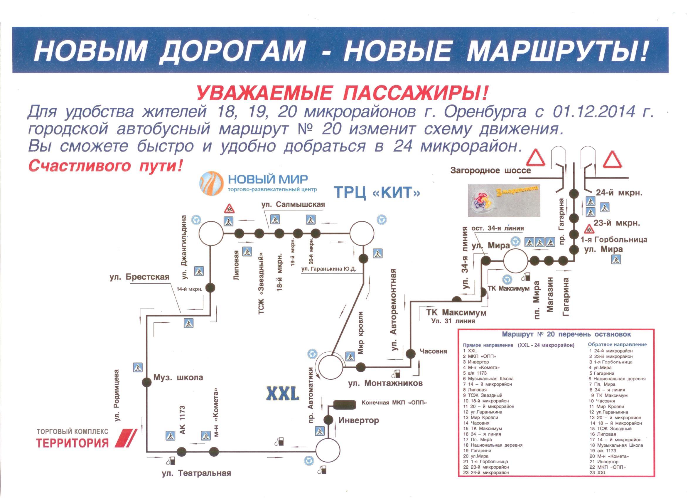 Номера маршрутов автобусов оренбург