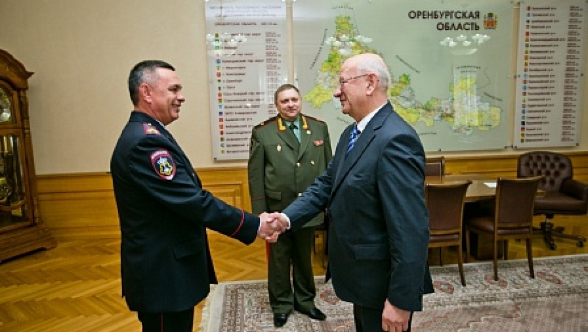 Губернатор Юрий Берг встретился с начальником Управления Росгвардии по Оренбургской области Олегом Пугаевым