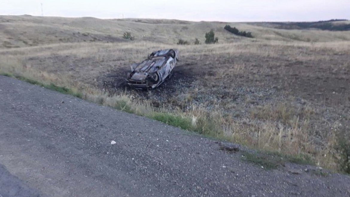 Угнанный автобиль выгорел дотла в кювете