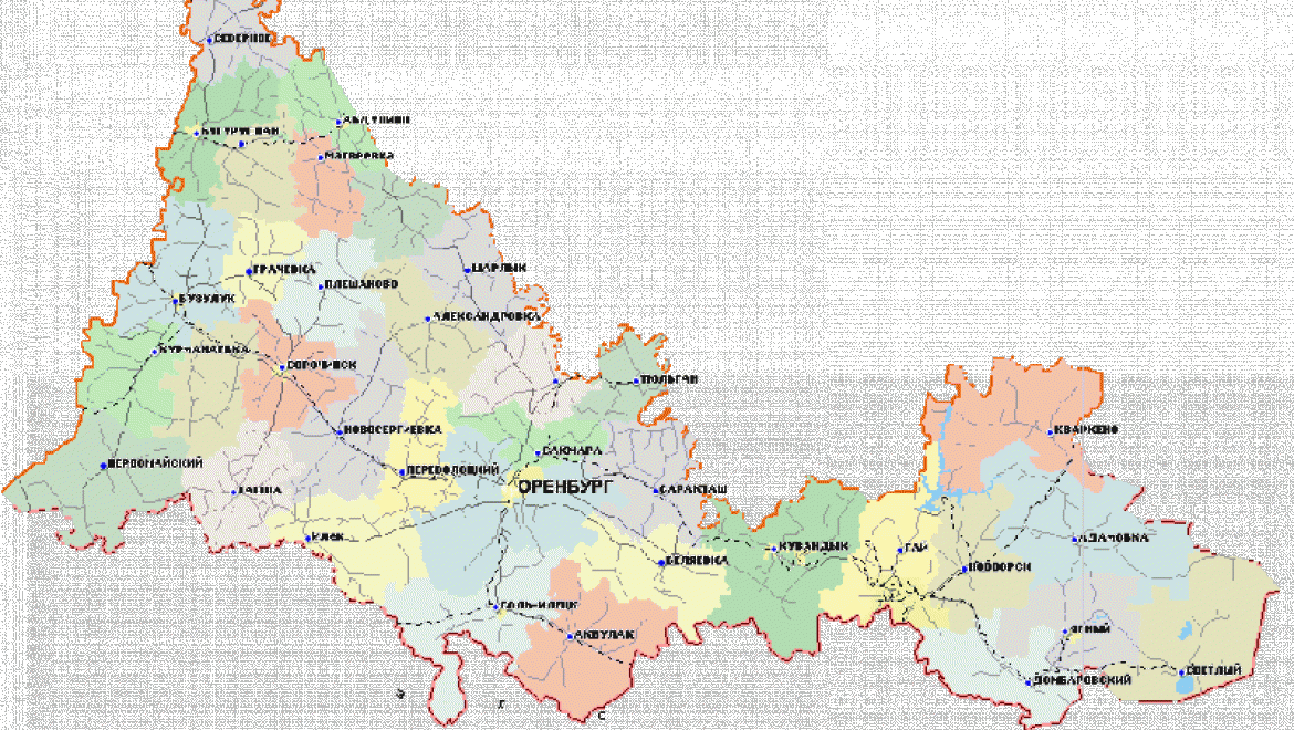 Карта оренбургской области подробная