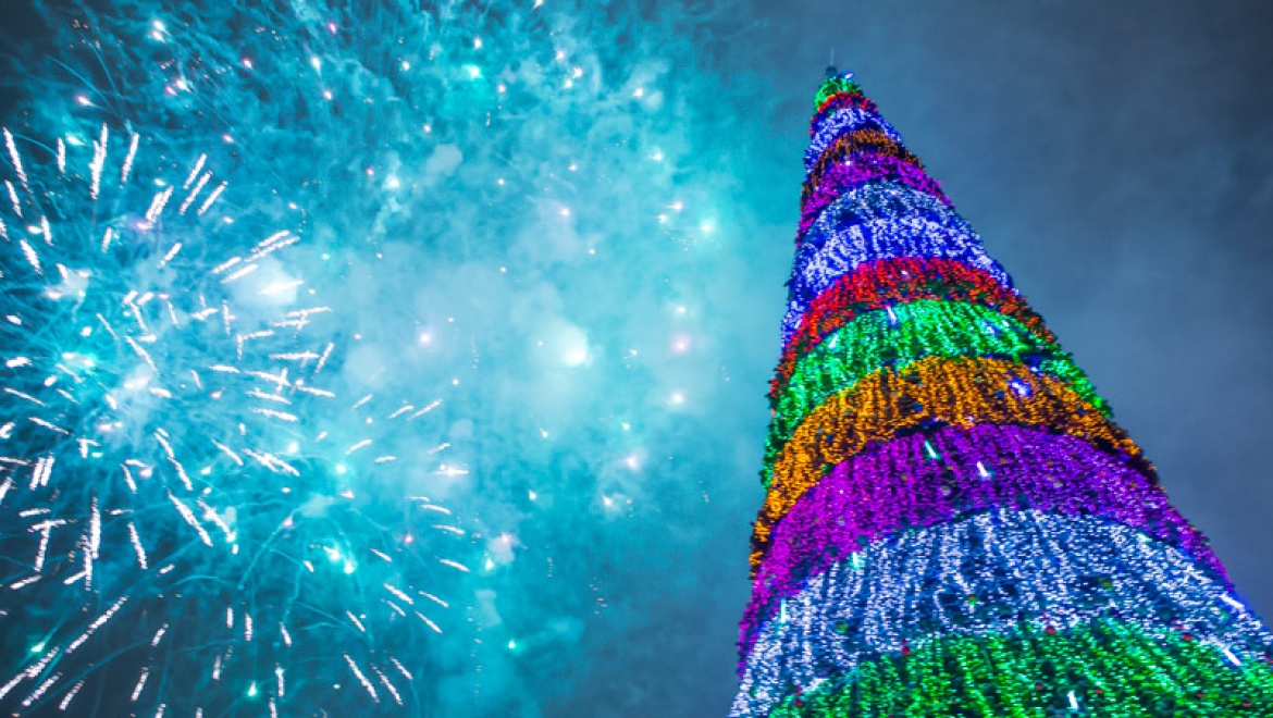 В парке Тысячелетия зажглась главная новогодняя елка Казани